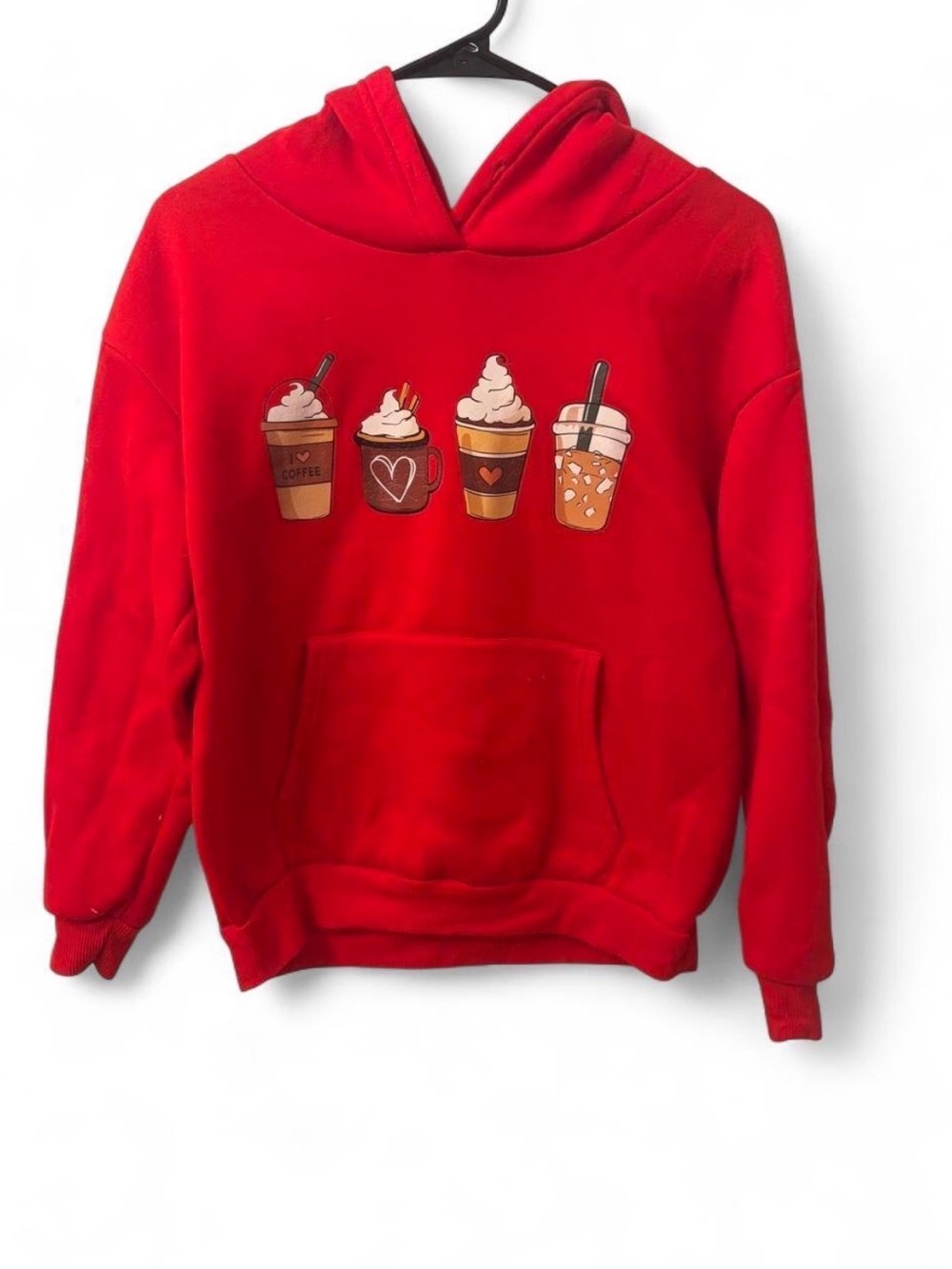 SHEIN Red Coffee Graphic Hoodie